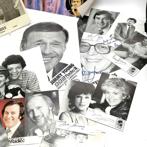 177 - Qty of radio / tv stars hand signed autographs inc The Nolans, Terry Wogan, Ernie Wise, Jill Gascoin... 