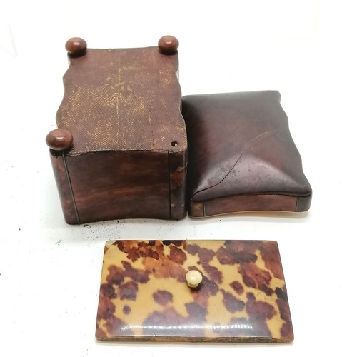 187 - Collection of antique & vintage boxes inc small tortoiseshell tea caddy (missing 1 foot) ~ all a/f t... 