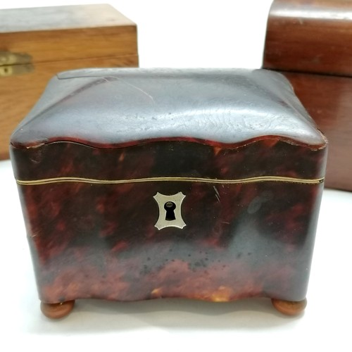 187 - Collection of antique & vintage boxes inc small tortoiseshell tea caddy (missing 1 foot) ~ all a/f t... 