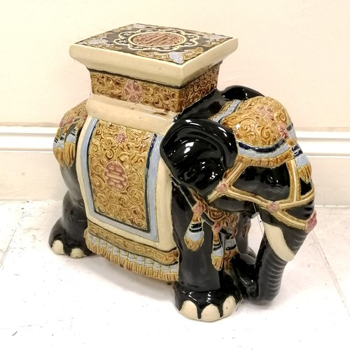 188 - Oriental ceramic plant stand in the form of a black elephant, damage to 1 foot, but overall good con... 