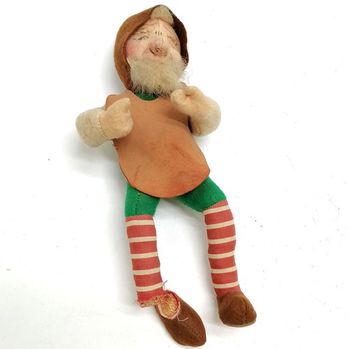 218 - Vintage Kersa German felt and straw knome figure with a leather apron23cm high - 1 foot has come awa... 