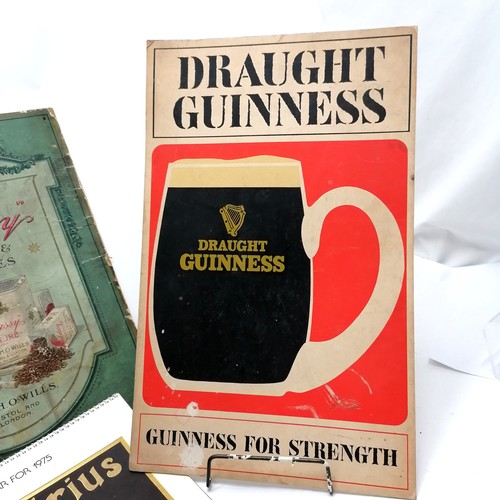 221 - 3 x advertising cards - Scissors 1923 calendar, Guinness, Embassy etc - in mixed condition