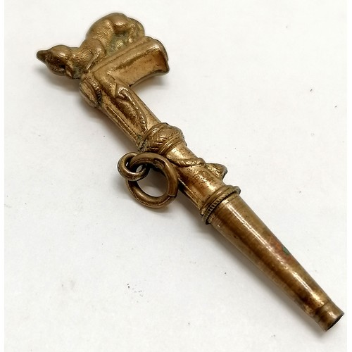 232 - Antique silver vesta, Windsor castle small brass tin (23mm), walking stick design watch key, sweethe... 