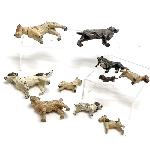 236 - Qty of vintage metal dogs inc silver plated red setter (6.5cm high) etc - some losses to paint decor... 