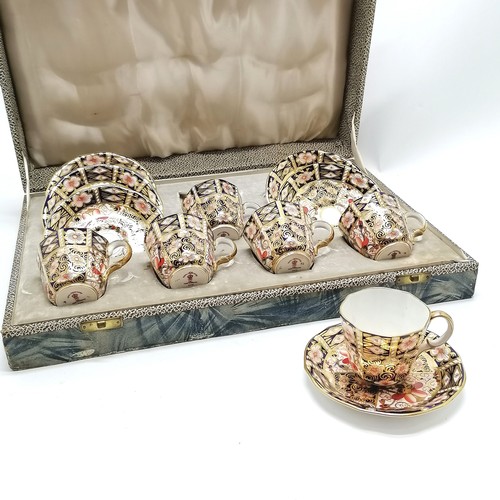 240 - Royal Crown Derby Imari pattern cased coffee set - staining to inside of 1 cup otherwise no obvious ... 