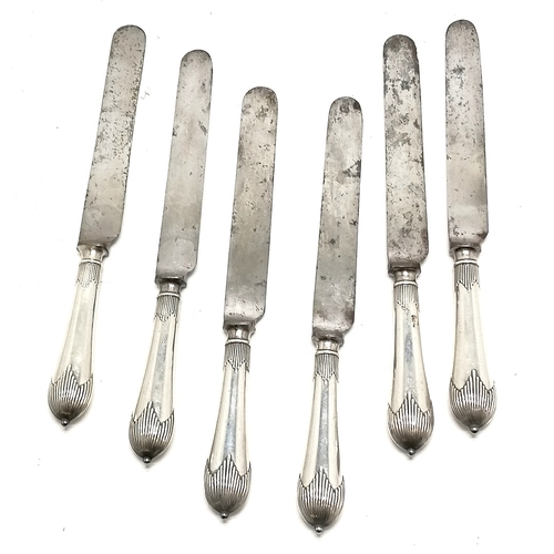 242 - Waring & Gillow Oxford Street London antique set of 6 table knives with silver plated handles - 26.5... 