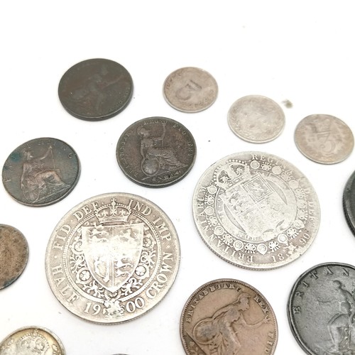 271 - Qty of British coins from George II to QV inc some Victorian 3d coins (in a Rinstead Pastilles tin)