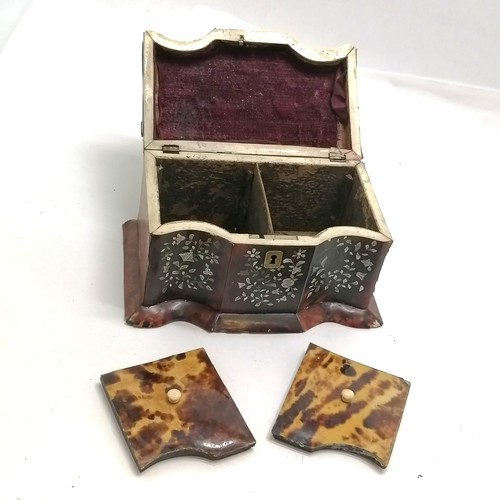 284 - Antique tortoiseshell and mother of pearl tea caddy for restoration 20cm x 12cm x 12cm high