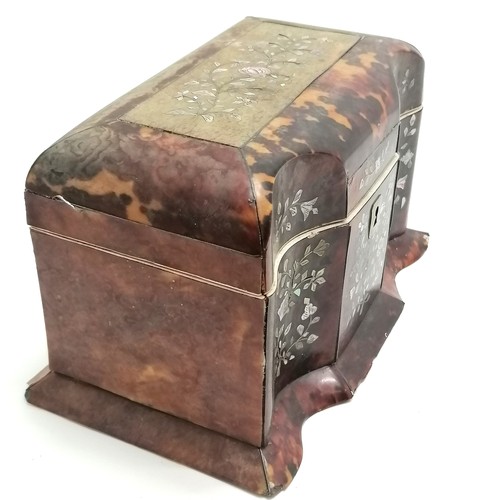 284 - Antique tortoiseshell and mother of pearl tea caddy for restoration 20cm x 12cm x 12cm high