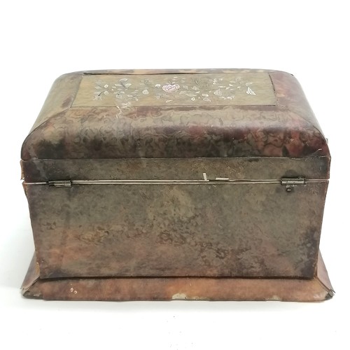 284 - Antique tortoiseshell and mother of pearl tea caddy for restoration 20cm x 12cm x 12cm high