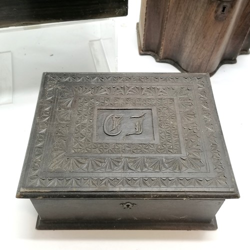 285 - 4 antique boxes incl. converted Georgian knife box 34cm high x 23cm x 18cm deep - all for restoratio... 