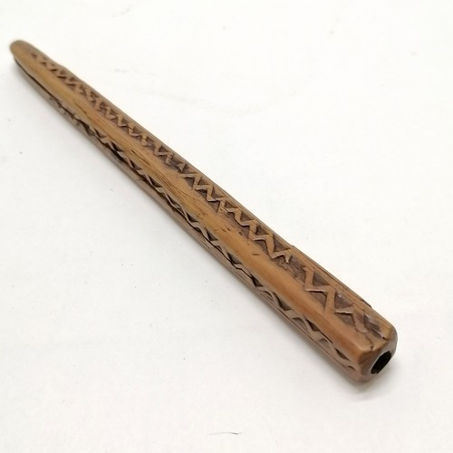 322 - 18th century or earlier hand carved treen knitting sheath - 18.5cm and has shrinkage cracks and slig... 