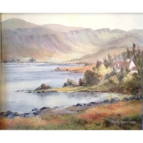 325 - Jean Harrison 2 x framed oil paintings on canvas - Glen Lake (Falcarragh / An Fál Carrach) & Sessiag... 