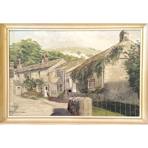 336 - Sheila Hersey (1943-2013) oil painting of Buckden - frame 47cm x 67cm