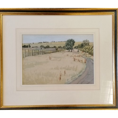 337 - 1921 watercolour painting of a rural scene with HWH (?) monogram - frame 45cm x 54cm