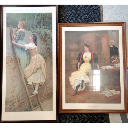 341 - Framed 1892 Pears print (Curiosity) 98cm x 48.5cm t/w framed 1894 