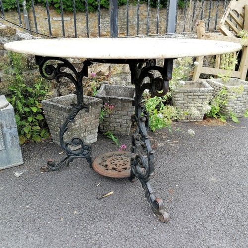 12 - Antique marble topped circular table on a cast iron pedestal base 100cm diameter x 68cm high - table... 