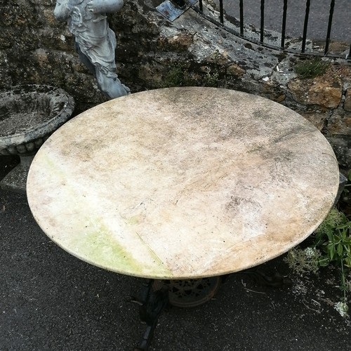 12 - Antique marble topped circular table on a cast iron pedestal base 100cm diameter x 68cm high - table... 