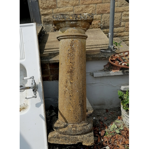 17 - Antique carved stone half column 114cm high base 40cm wide x 28cm deep