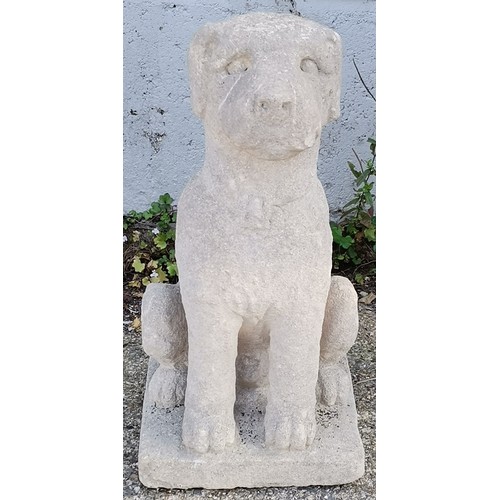 19 - Concrete seated dog 36 cm high