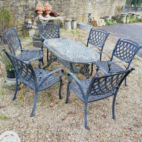 31 - Oval garden table and 6 Bramblecrest armchairs- some losses to the paint on the table and chairs - t... 