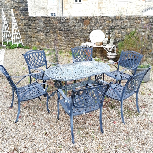 31 - Oval garden table and 6 Bramblecrest armchairs- some losses to the paint on the table and chairs - t... 