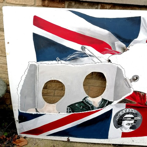 45 - Fairground 'Sex Pistols Anarchy In The UK' hand painted board with Union Jack detail 244cm x 122cm