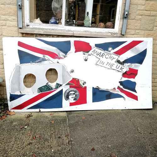 45 - Fairground 'Sex Pistols Anarchy In The UK' hand painted board with Union Jack detail 244cm x 122cm