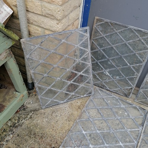 50 - 7 x antique lattice lead light windows - 54cm x 40cm ~ some slight a/f (cracks)