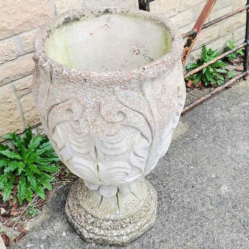 57 - Pedestal circular planter with petal detail - H70cm x D40cm