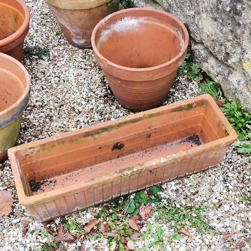 68 - 4 Terracotta pots and 1 rectangular - 63cm long