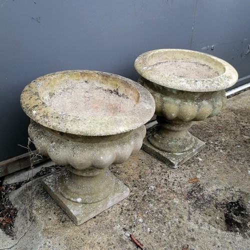 75 - 2 pedestal circular planters 41cm diameter x 40cm high