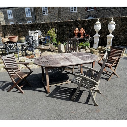 77 - Teak oval table 173cm x 108cm x 76cm high and 4 folding Danish Scancraft Design chairs