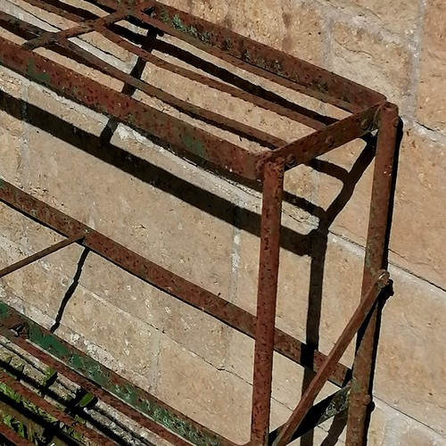 85 - Antique strap work 3 tier plant stand- 123cm x 72cm high x 50cm deep