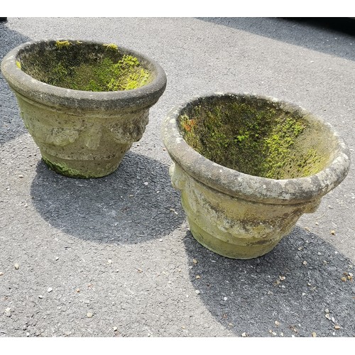 95 - Pair of concrete circular planters with swag detail 35cm high x 49cm diameter