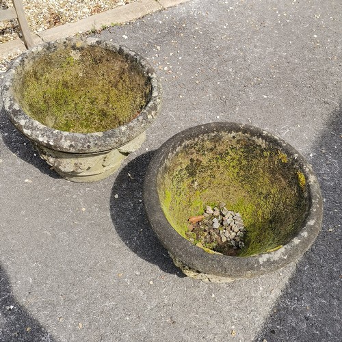 95 - Pair of concrete circular planters with swag detail 35cm high x 49cm diameter