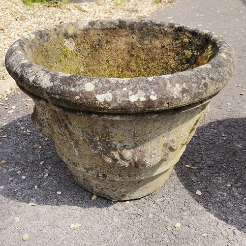 95 - Pair of concrete circular planters with swag detail 35cm high x 49cm diameter