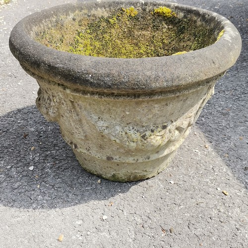 95 - Pair of concrete circular planters with swag detail 35cm high x 49cm diameter