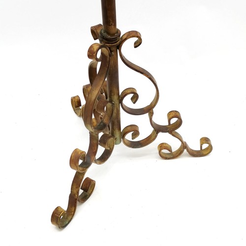 97 - Wrought iron and wire work plant stand with leaf detail - 86cm high x 28cm diameter of top ~ no obvi... 