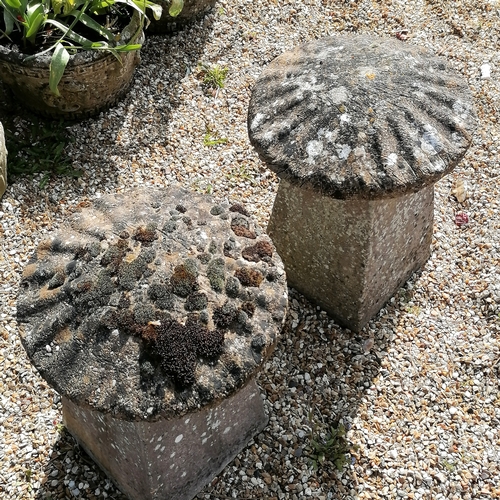 100 - Pair of staddle stones - 42cm diameter x 56cm high