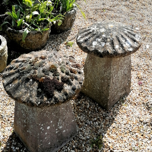 100 - Pair of staddle stones - 42cm diameter x 56cm high