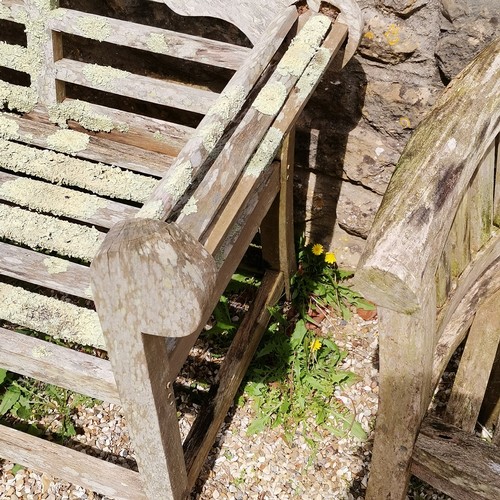 107 - Lutyens teak garden bench and 2 chairs with good patination all have obvious damage - bench is L166c... 