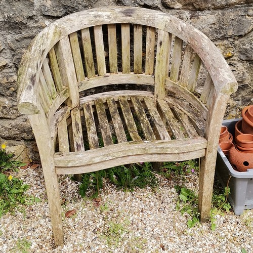 107 - Lutyens teak garden bench and 2 chairs with good patination all have obvious damage - bench is L166c... 