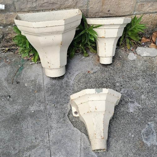 108 - 3 cream painted hoppers as wall planters