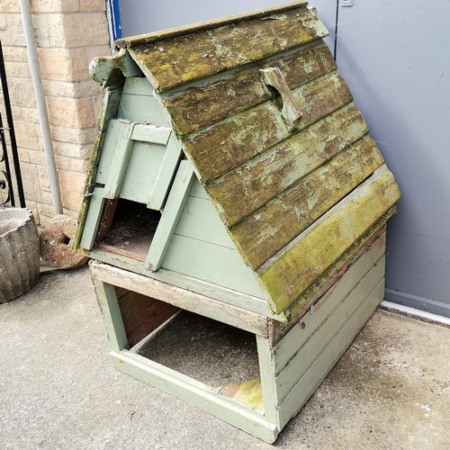 115 - Wooden 2 tier hen house with green paint finish by Forsham Cottage arts 125 cm high, 86 cm wide, 92 ... 