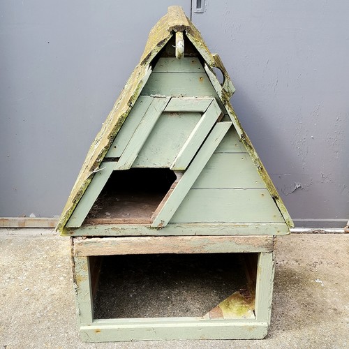 115 - Wooden 2 tier hen house with green paint finish by Forsham Cottage arts 125 cm high, 86 cm wide, 92 ... 