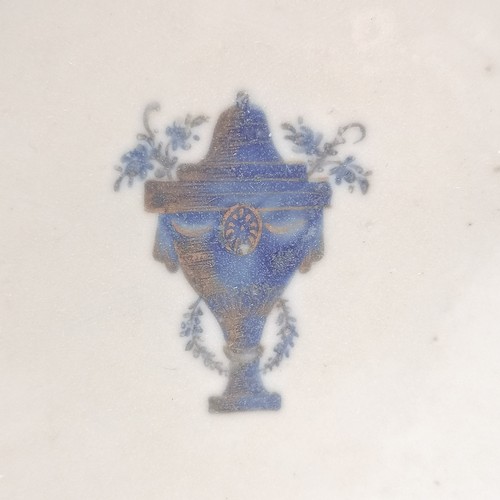 157 - Antique Chinese blue & white plate with unusual urn detail to centre & greek key style border - 19cm... 