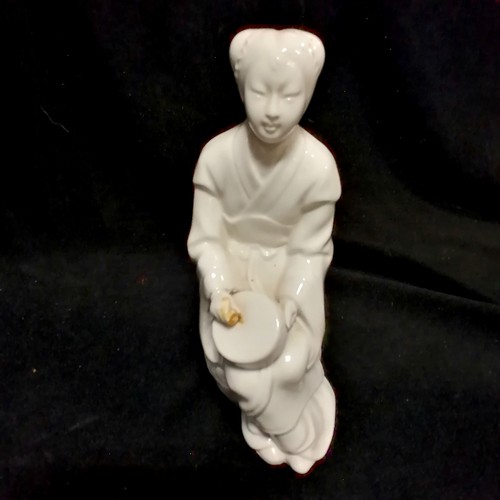 167 - 3 x Oriental Chinese blanc de chine figures - tallest 31cm & all slight a/f