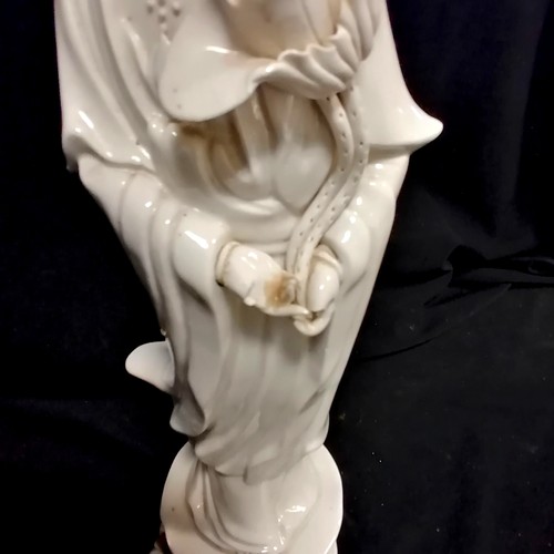 167 - 3 x Oriental Chinese blanc de chine figures - tallest 31cm & all slight a/f