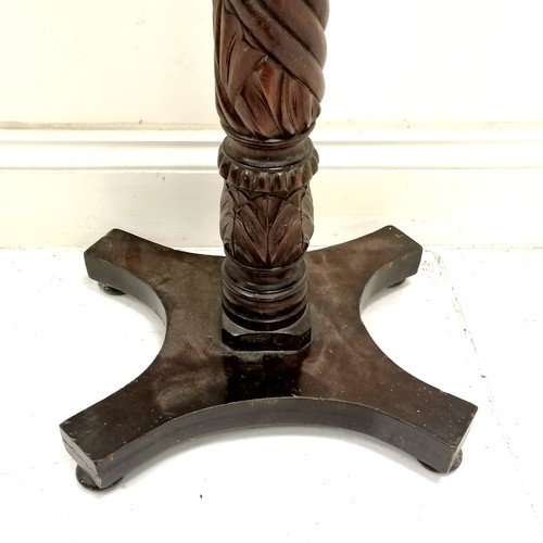 182 - Antique mahogany torchere stand on platform base with fluted and twist design carved detail to colum... 